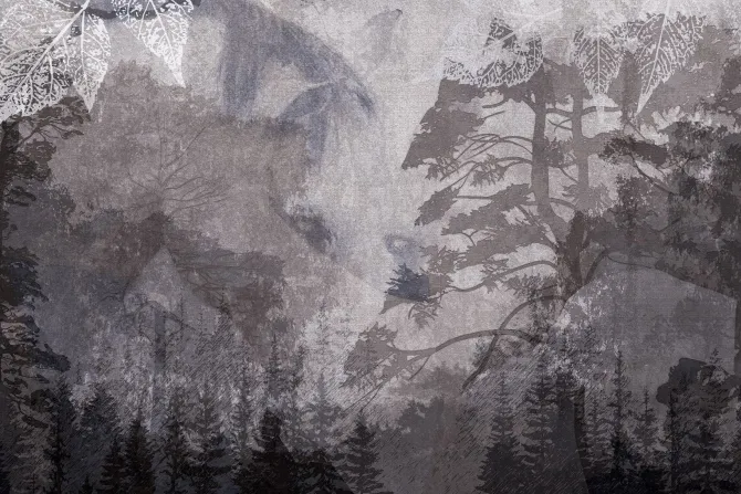 Fototapeta: Konie na tle leśnego krajobrazu