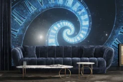 Fototapeta: Kosmiczna przestrzeń w spirali rzymskich zegarów