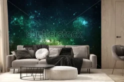 Fototapeta: Kosmiczna przestrzeń z mgławicą w odcieniach zielonego