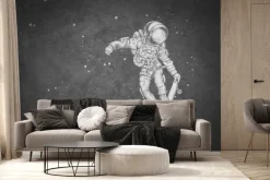 Fototapeta: Kosmiczna scena astronauta na desce abstrakcyjne nocne niebo