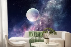 Fototapeta: Kosmiczny widok z realistycznym księżycem