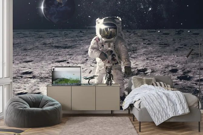 Fototapeta: Kosmonauta na księżycu w kosmosie