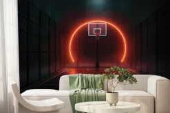 Fototapeta: Kosz do koszykówki z czerwonym neonem