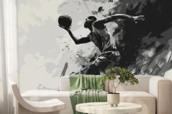 Fototapeta: Koszykarz czarno-biała sztuka abstrakcyjna