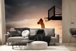 Fototapeta: Koszykarz skaczący z piłką