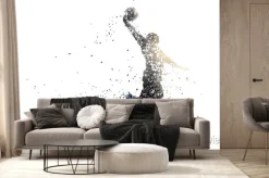 Fototapeta: Koszykarz w trakcie skoku z piłka