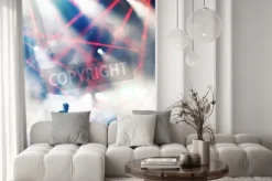 Fototapeta: Kołysać scenę koncertową. gitarzysta gra na gitarze elektrycznej.