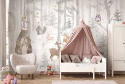 Fototapeta: Krajobraz bajkowego lasu ze zwierzętami