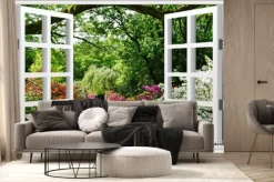 Fototapeta: Krajobraz 3d okna z panoramą lasu