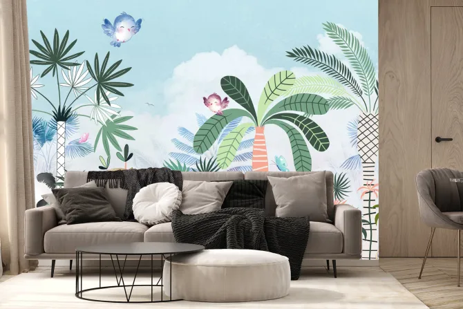 Fototapeta: Krajobraz dżungli ze zwierzętami dla dzieci