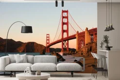 Fototapeta: Krajobraz golden gate bridge o zachodzie słońca malowniczy krajobraz