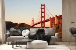 Fototapeta: Krajobraz golden gate bridge o zachodzie słońca malowniczy krajobraz