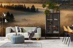 Fototapeta: Krajobraz górski las o wschodzie słońca