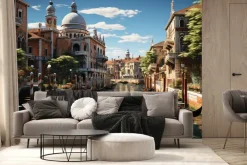 Fototapeta: Krajobraz kanału weneckiego wśród zabytków