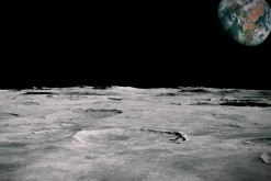 Fototapeta: Krajobraz księżyca z widokiem na ziemie