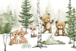 Fototapeta: Krajobraz lasu z niedźwiadkami