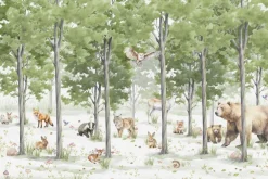 Fototapeta: Krajobraz lasu z dzikimi zwierzętami