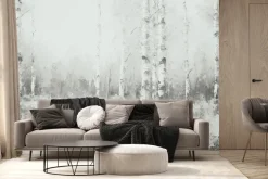 Fototapeta: Krajobraz lasu brzozowego akwarela