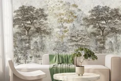 Fototapeta: Krajobraz lasu z drzewami na kamieniu