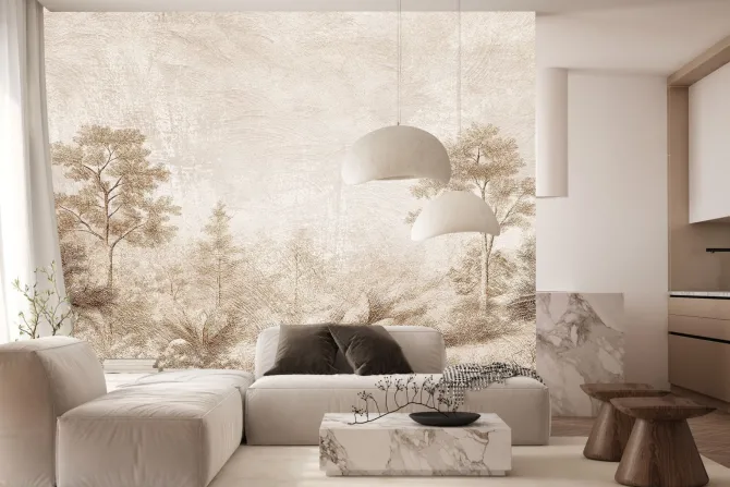 Fototapeta: Krajobraz lasu na betonie