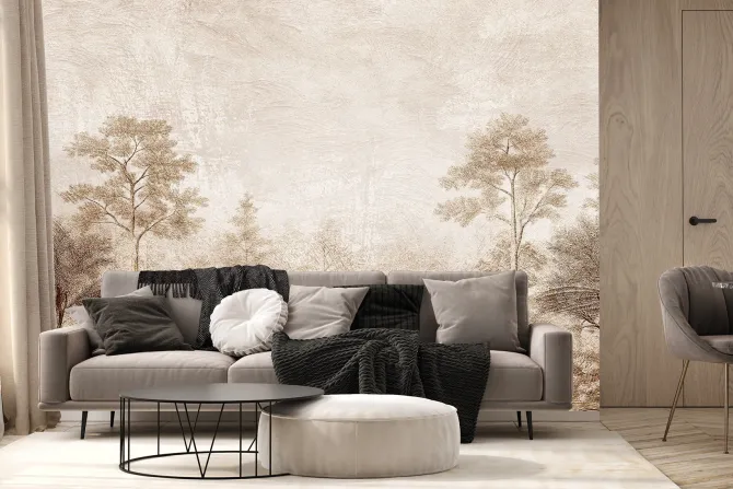 Fototapeta: Krajobraz lasu na betonie