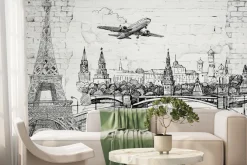 Fototapeta: Krajobraz miasta w stylu szkicu wieża eiffla