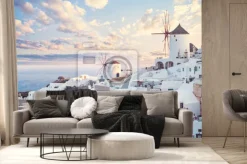 Fototapeta: Krajobraz santorini z białą architekturą