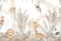 Fototapeta: Krajobraz tropików ze zwierzętami i roślinami