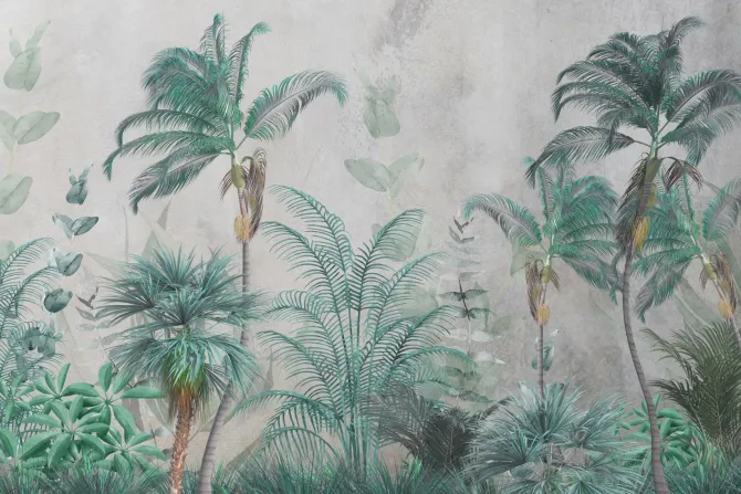 Fototapeta: Krajobraz tropikalna dżungla palmy liście eukaliptusa