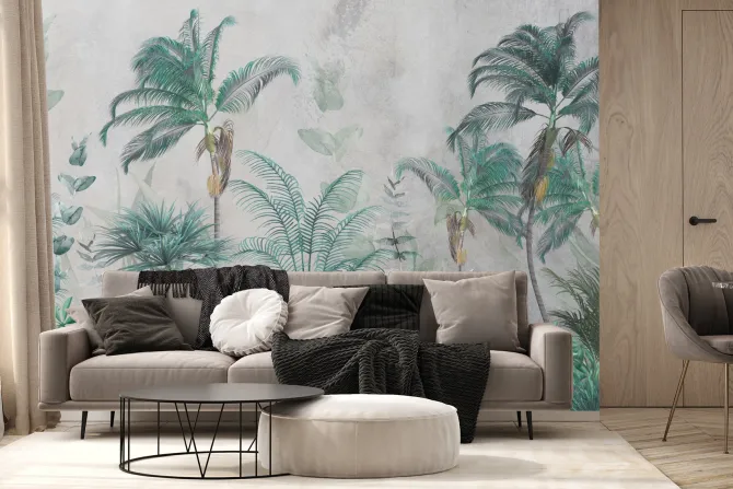 Fototapeta: Krajobraz tropikalna dżungla palmy liście eukaliptusa