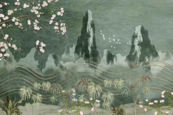 Fototapeta: Krajobraz w stylu chińskim rośliny góry ptaki