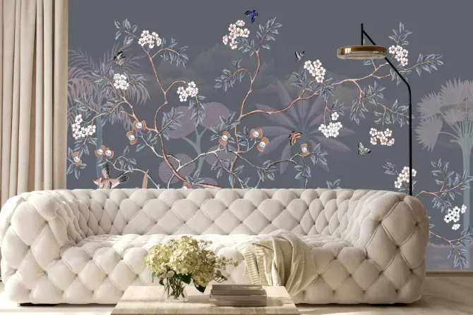 Fototapeta: Krajobraz w stylu chinoiserie z drzewami