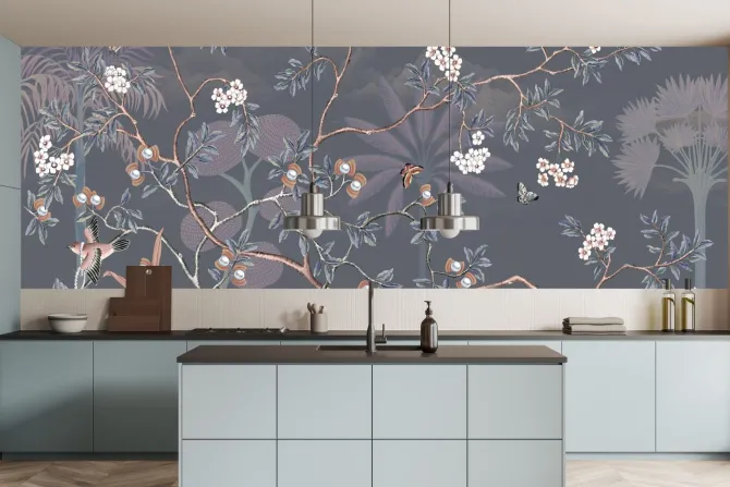 Fototapeta: Krajobraz w stylu chinoiserie z drzewami