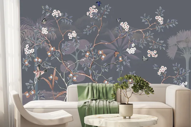 Fototapeta: Krajobraz w stylu chinoiserie z drzewami