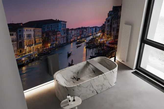 Fototapeta: Krajobraz wenecji z widokiem na zachód słońca