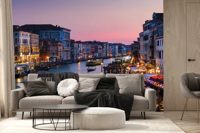 Fototapeta: Krajobraz wenecji z widokiem na zachód słońca