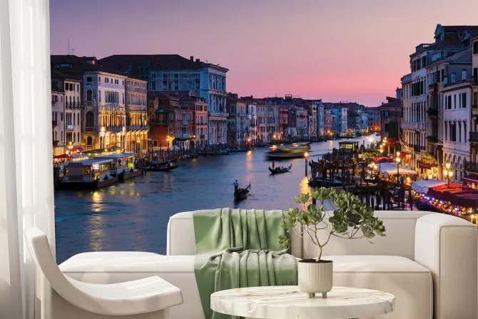 Fototapeta: Krajobraz wenecji z widokiem na zachód słońca