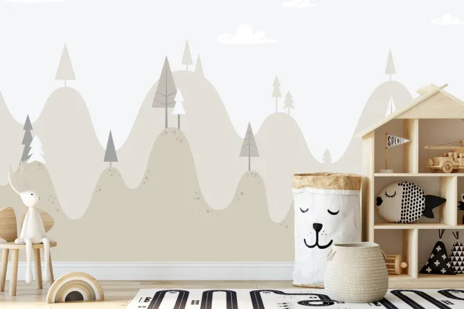 Fototapeta: Krajobraz wzgórz z iglastymi drzewami