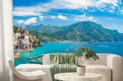 Fototapeta: Krajobraz z miastem atrani na słynnym wybrzeżu amalfi we włoszech