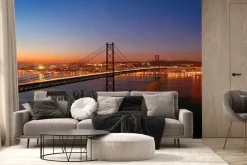 Fototapeta: Krajobraz z mostem o zachodzie słońca