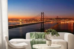 Fototapeta: Krajobraz z mostem o zachodzie słońca