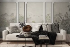 Fototapeta: Krajobraz z zielonymi roślinami w sztukaterii