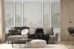 Fototapeta: Krajobraz z zielonymi roślinami w sztukaterii