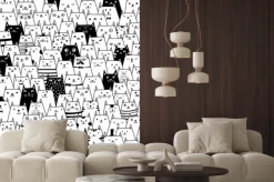 Fototapeta: Kreskówkowe kotki w czerni i bieli