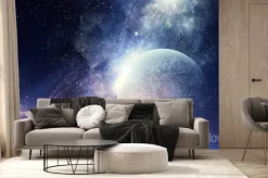 Fototapeta: Księżyc w 3d na tle gwiazd