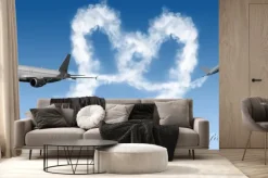 Fototapeta: Kształt serca tory z samolotów na niebiesko