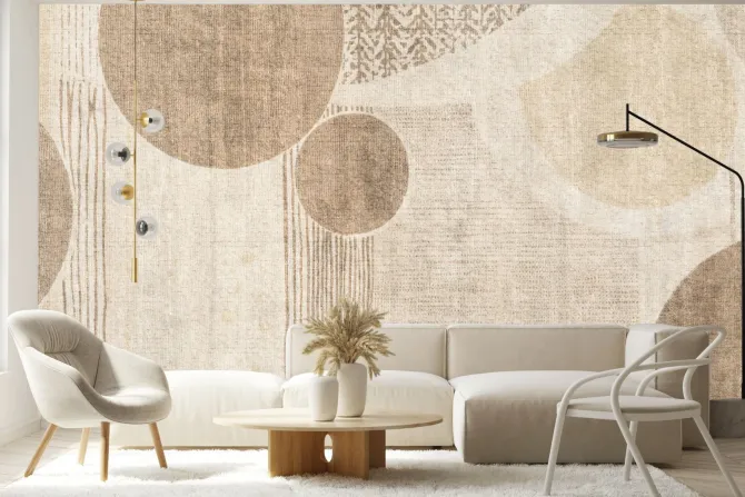 Fototapeta: Kształty kół i pasków w brązowej aranżacji