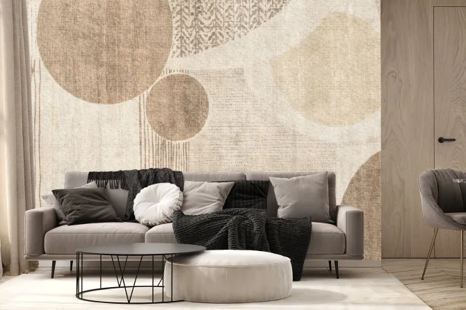 Fototapeta: Kształty kół i pasków w brązowej aranżacji