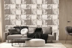 Fototapeta: Kwadratowe płytki z botanicznym motywem