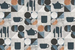 Fototapeta: Kwadratowe płytki z motywem klasycznych naczyń